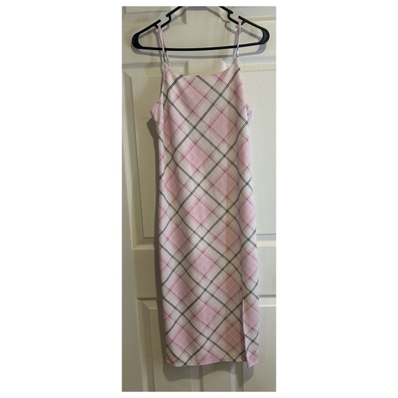 No Boundaries Dresses & Skirts - No Boundaries Pink and Black Plaid Spaghetti Strap Dress Size M- 7/9